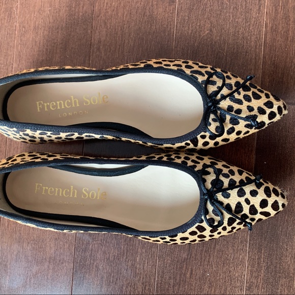 French Sole Penelope Leopard Calf Hair Printed Pointed Ballet Flats US 6 - Picture 6 of 6